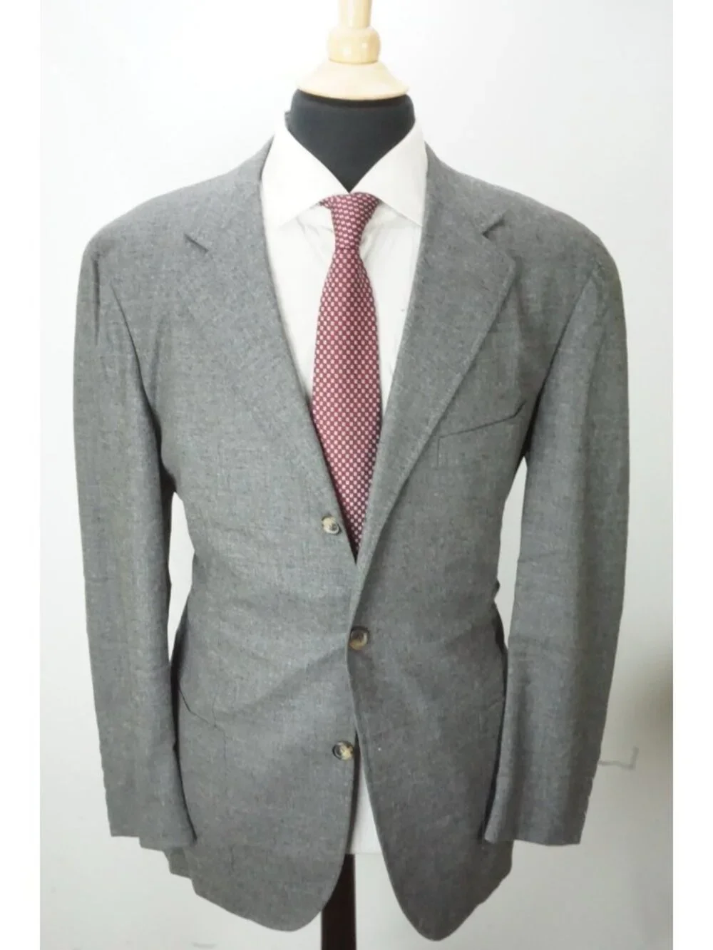Raffaele Caruso Gray Flannel Zegna Cashmere 2 Pc Suit Jacket Pant 44 US NEW